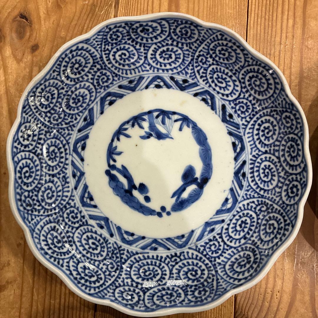 古伊万里　蛸唐草 平皿　4枚　21cm 成化年製