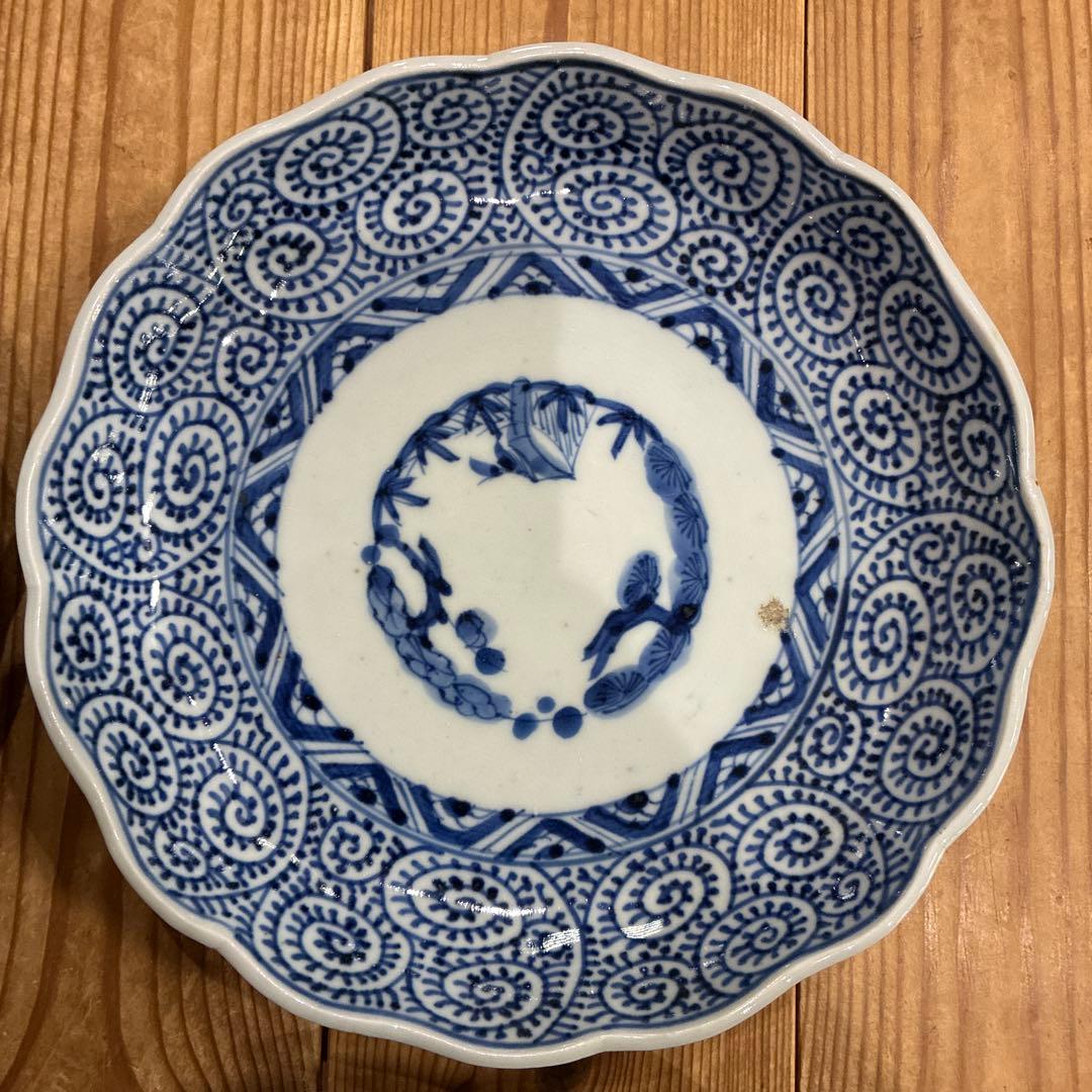 古伊万里　蛸唐草 平皿　4枚　21cm 成化年製