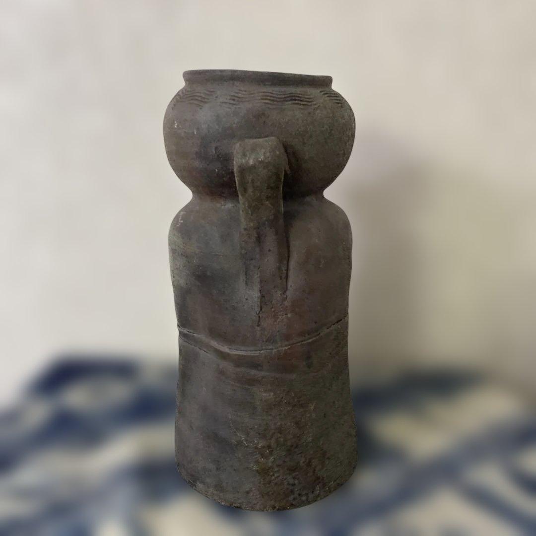 人間国宝　金重陶陽　備前耳付花瓶