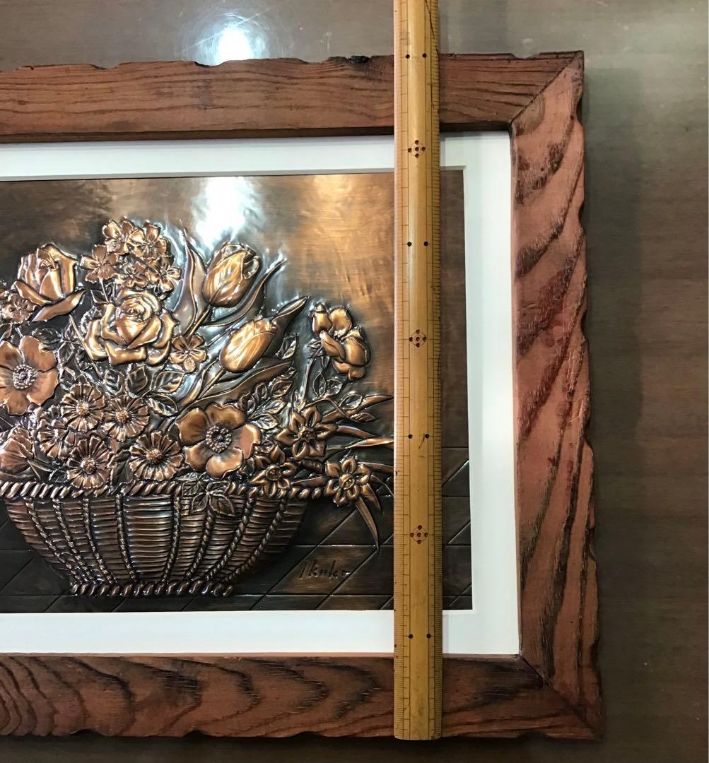 銅板画　銅板アート　銅板花　花束　木製フレーム付き　アート　コレクション　希少品