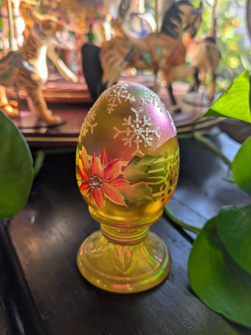 フェントン　幸運のゴールドエッグ スワロフスキー　限定ハンドペイントガラス