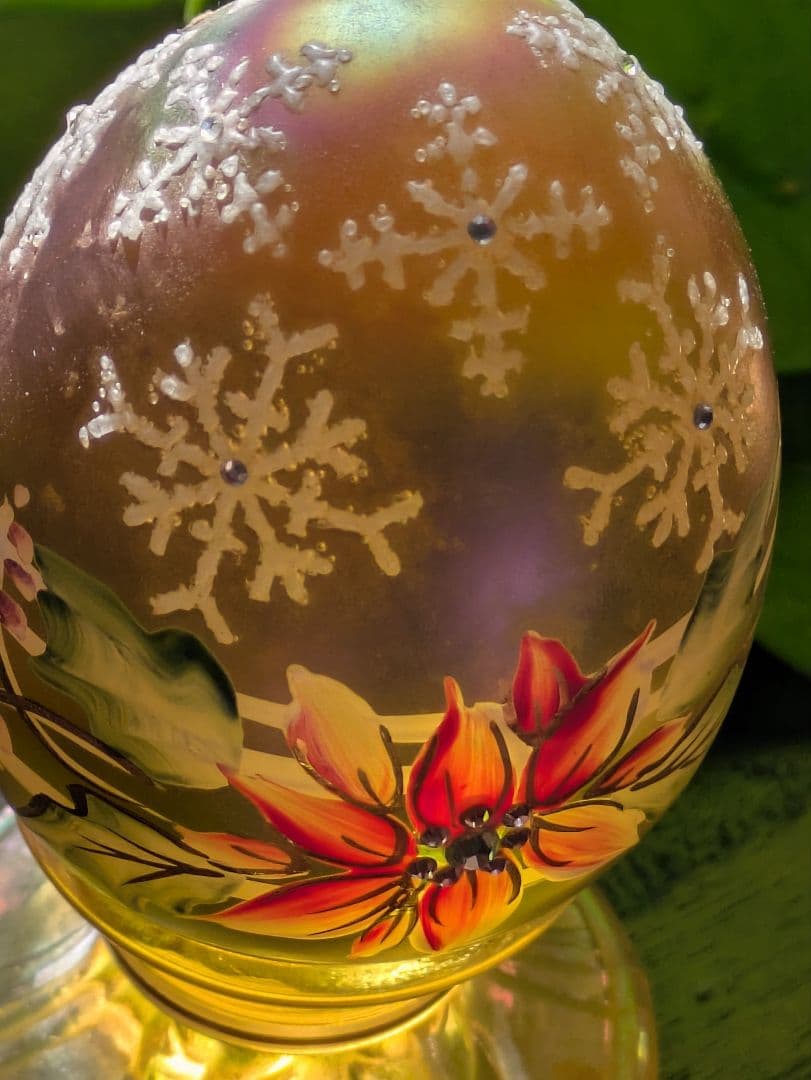 フェントン　幸運のゴールドエッグ スワロフスキー　限定ハンドペイントガラス