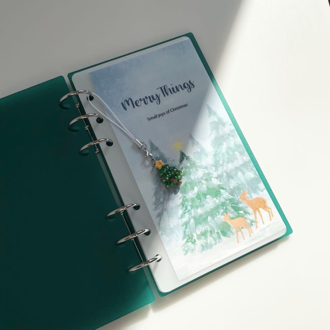 早い者勝ち　韓国　貯金　アクリル　バインダー　カバー　リフィル　クリスマス　緑