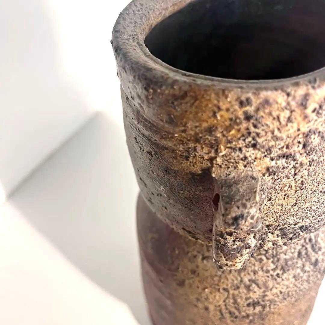 備前窯変耳付花入　備前焼　人間国宝　花器　花生け　花瓶　名工