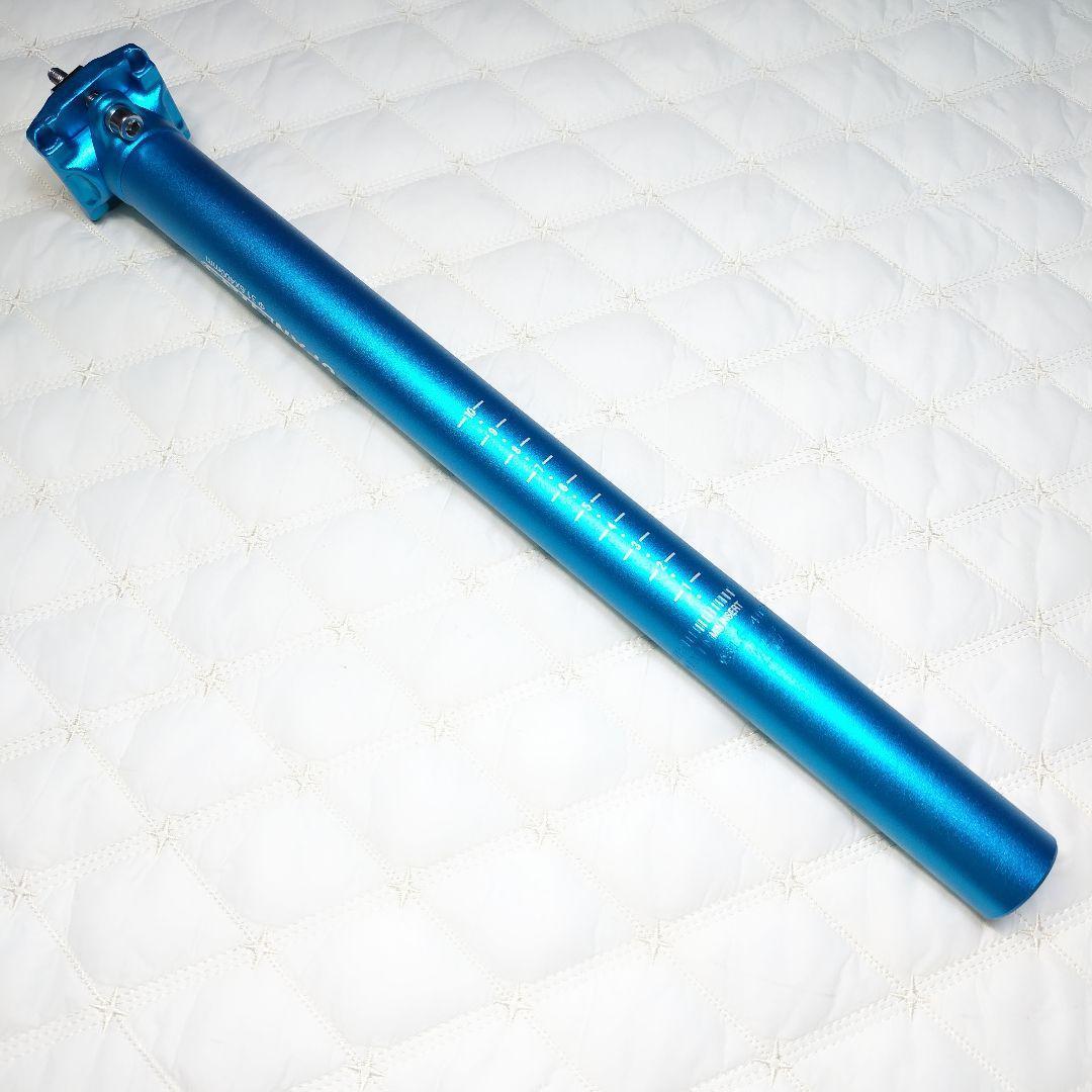 54*自転車 アルミ シートポスト 31.6mm 400mm 青 ロードバイク