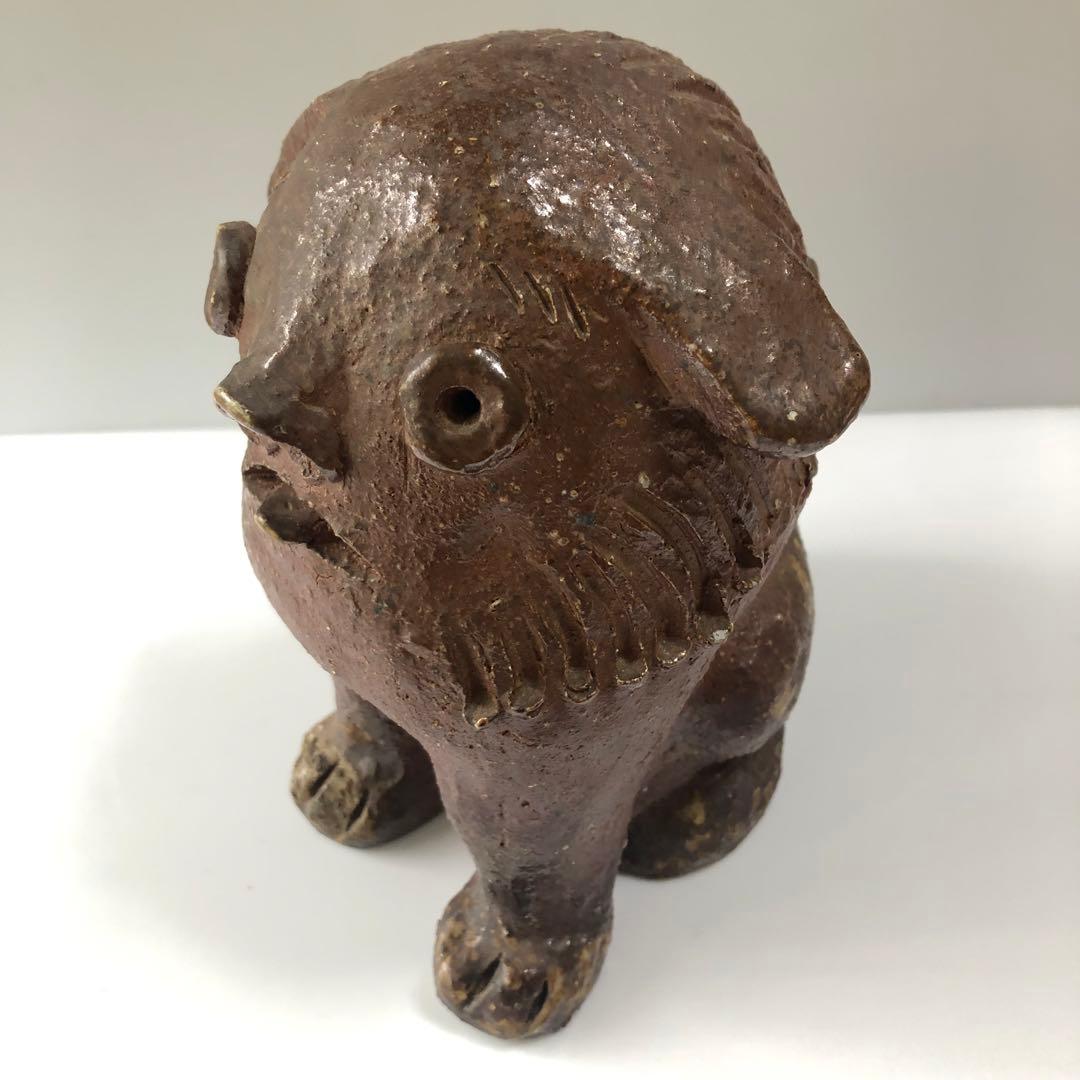 備前焼　置物　狛犬　シーサー　阿吽　魔除け　時代　アンティーク　民芸　手作り
