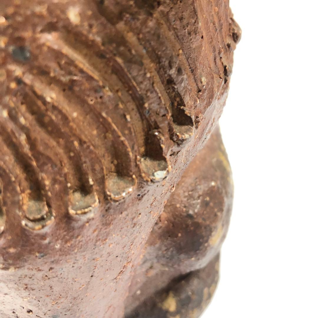 備前焼　置物　狛犬　シーサー　阿吽　魔除け　時代　アンティーク　民芸　手作り