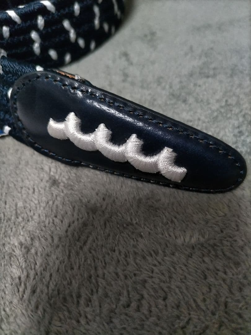 新品　ムータマリン　メッシュ　ストレッチ　ベルト　ネイビー　総柄