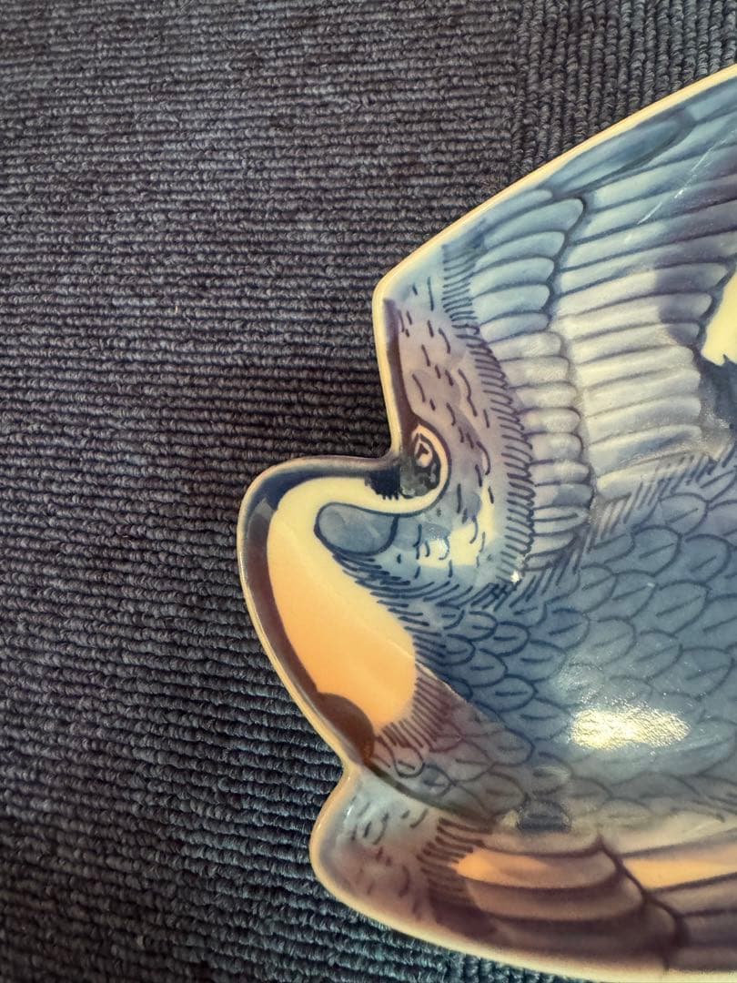 1810 希少　源右衛門　変形皿　鶴文