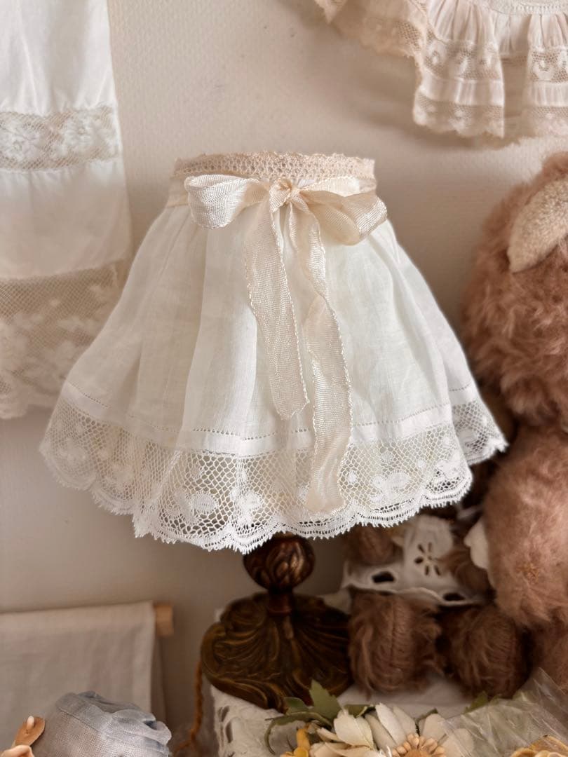 ① ランプシェード　フリルカバー　フランスアンティーク　リメイク