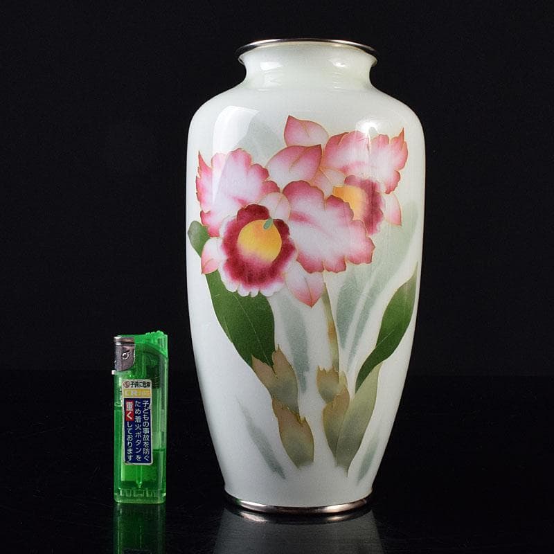 七宝焼　後藤七宝　後藤銅器店　花文　花瓶　書付箱　V　R8181