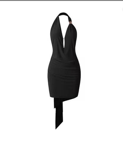 社交 ダンス ラテン ホルターネック 胸パット付 ワンピース Ｍサイズ