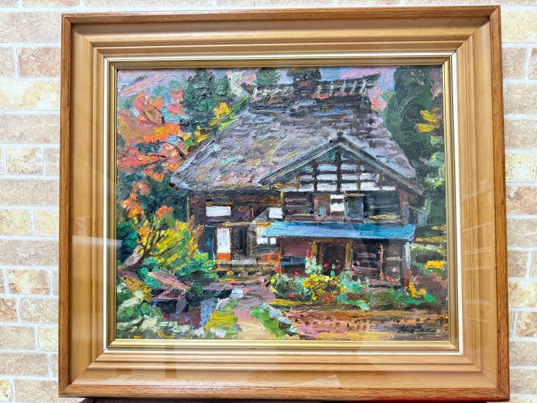 越後の農家F8／野崎湘潭 (油彩)