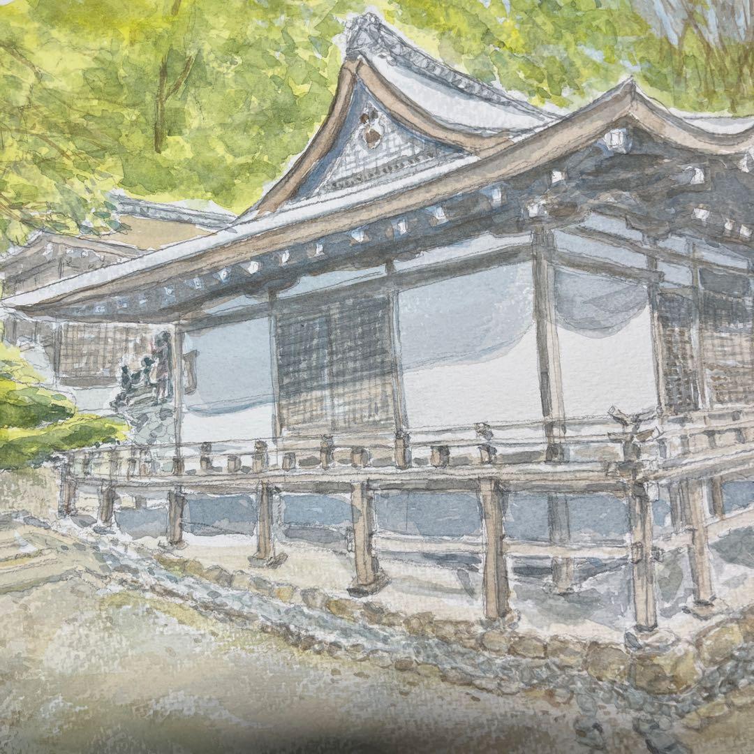 動画投稿中　Ｆ4 宇治上神社　手描き水彩画　原画　京都世界遺産