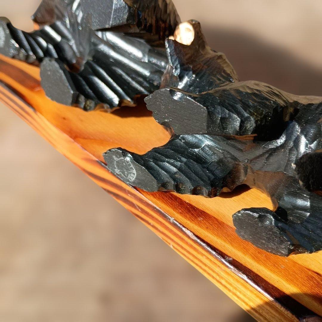 北海道 堀井民芸 熊彫 木彫り熊 ガラス目 一刀彫 置物 オブジェ 骨董 希少