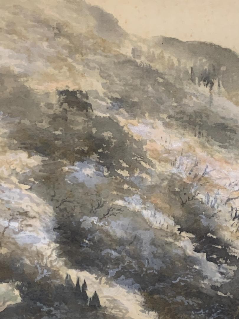 梅原藤坡 嵐山の春 絹本肉筆 掛軸 共箱 京都 土田麦僊師事 841