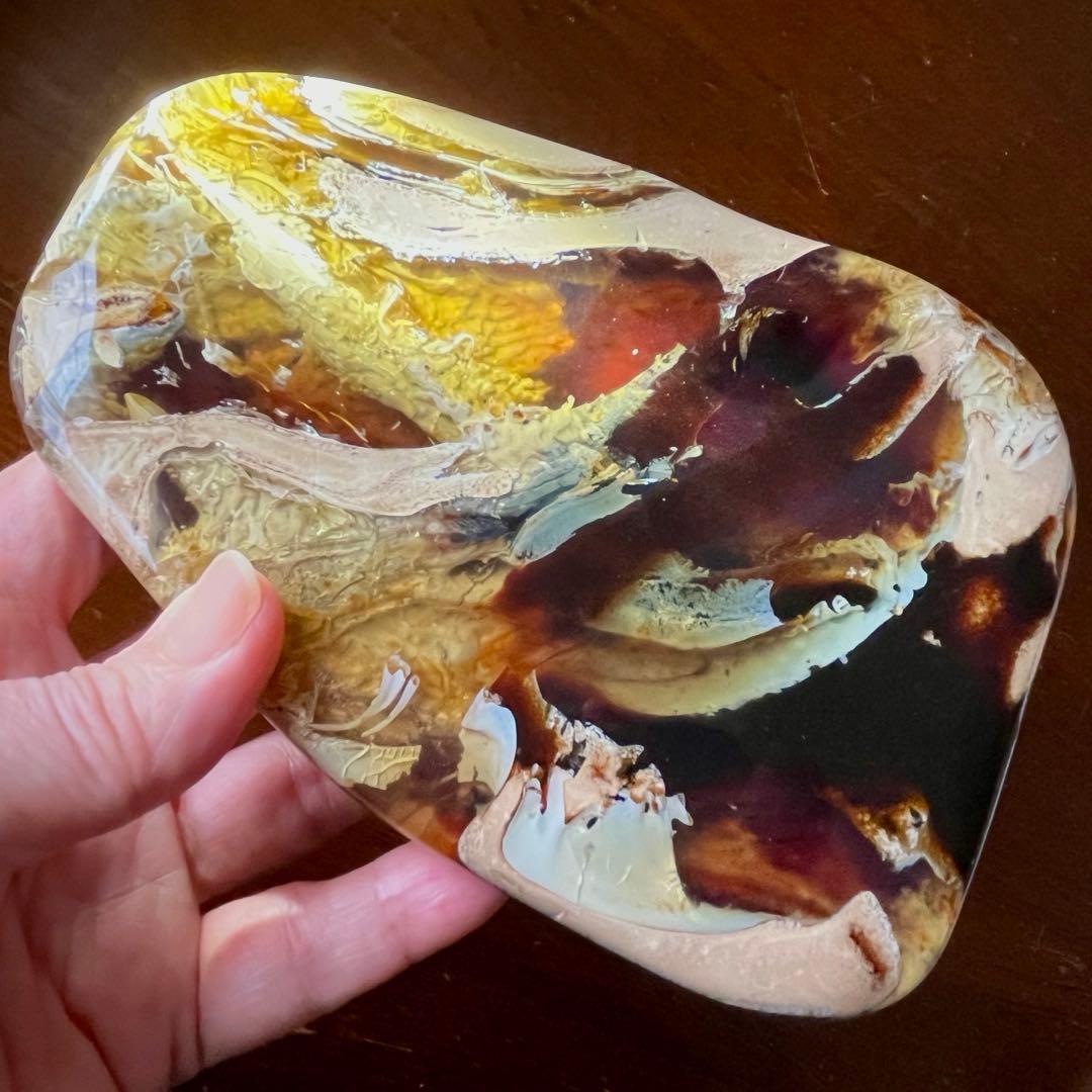 鑑別付 琥珀 原石 標本 巨大 タイガー アンバー レア 希少 鑑賞石