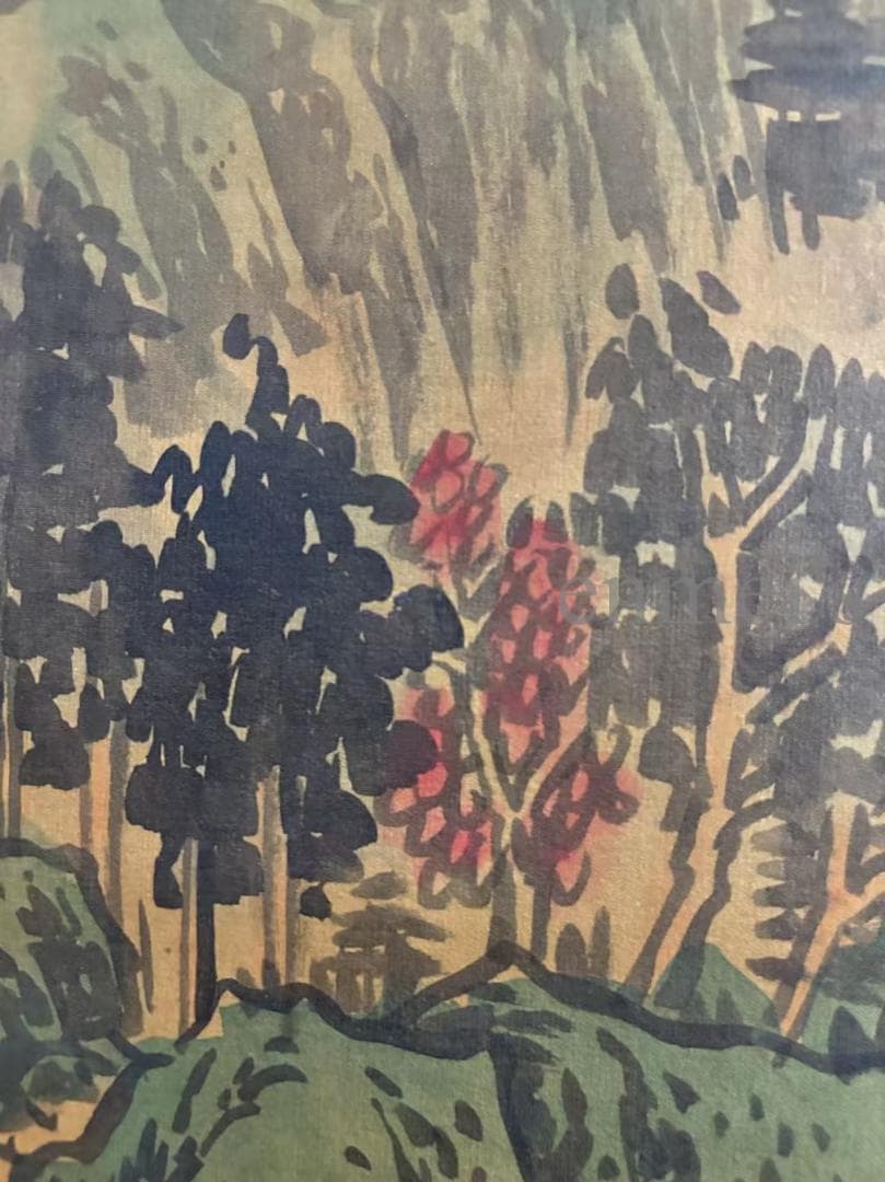 中国古美術 王鑑作款 水墨画 山水画 詩文付き 三尺 絹本 手描き 唐物 肉筆