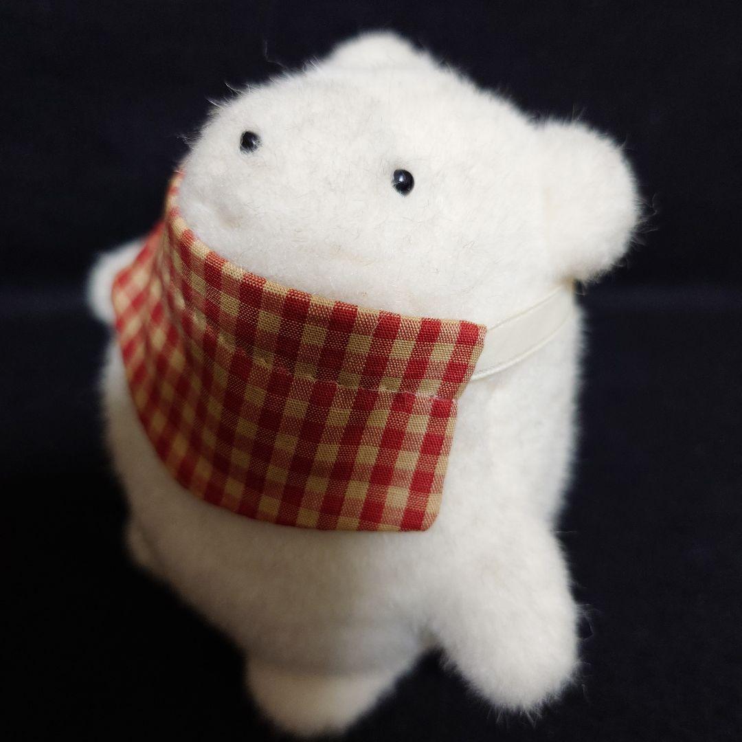 昭和レトロ　激レアぬいぐるみ　サンアロー社　ギンガムチェック　白クマ赤ちゃん