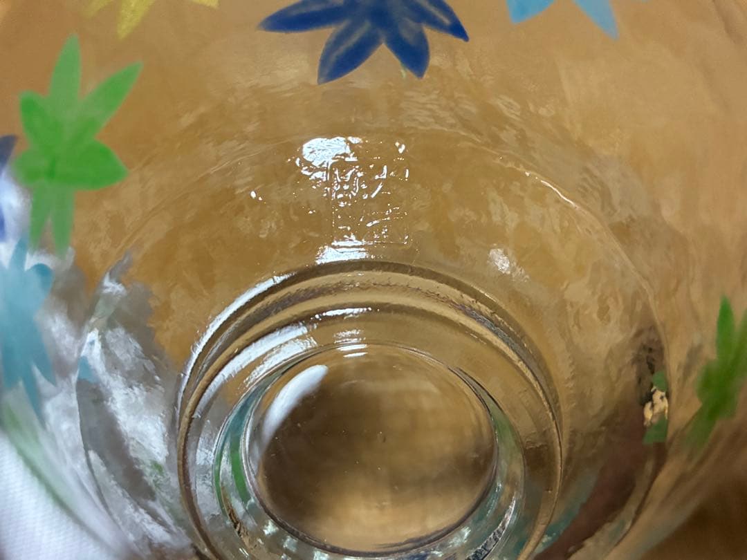 義山 紅葉 平茶碗 水崎長寿 ガラス ギヤマン 共箱 銘あり