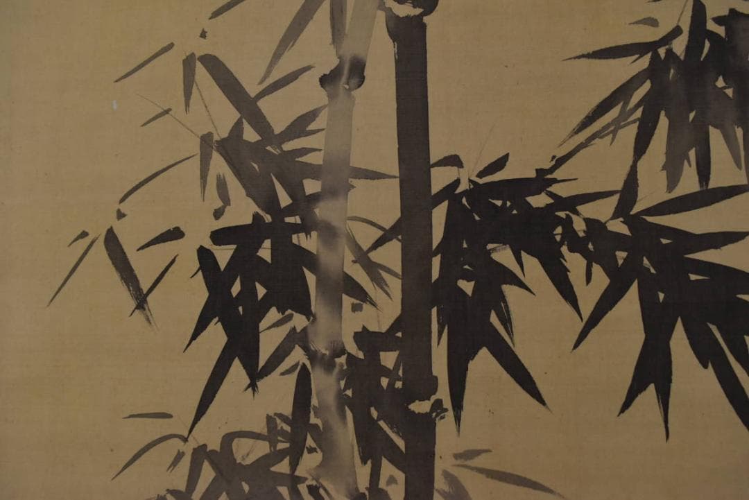 【真作】谷文晁/竹之図/横物/墨竹図/掛軸/名家伝来/AA-73