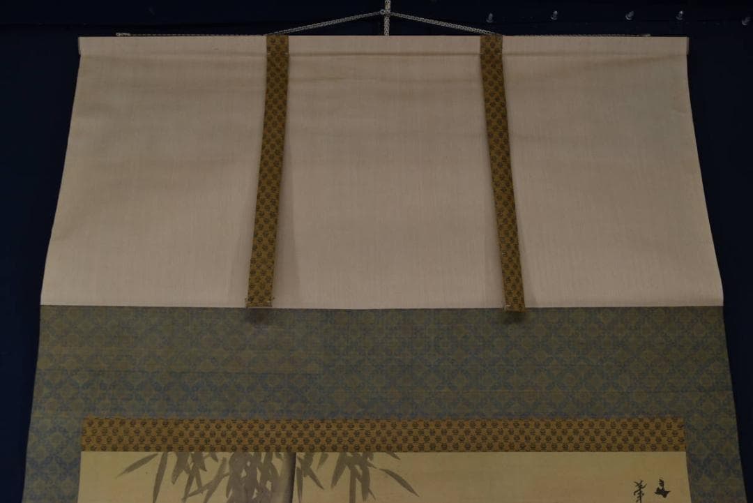 【真作】谷文晁/竹之図/横物/墨竹図/掛軸/名家伝来/AA-73