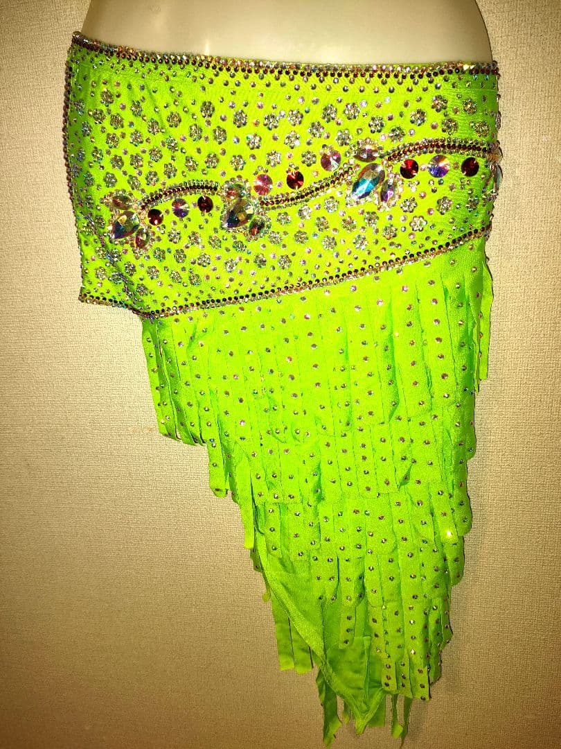 【新品】エジプト製ベリーダンス セットアップ 蛍光グリーン