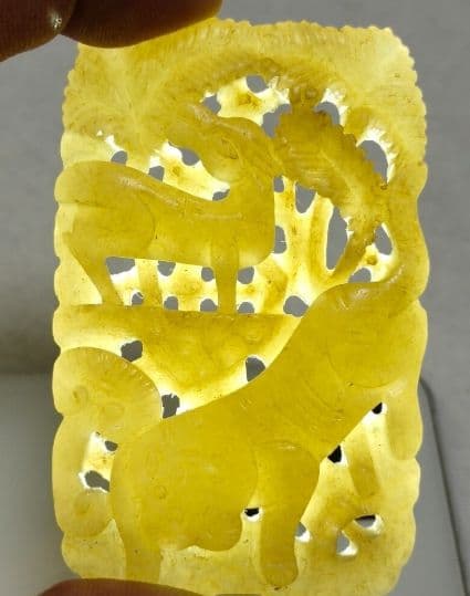 唐物 古玉文化 本物和田玉 遼金 糸引透彫 福禄如意 秋山玉虎佩 根付 貴重