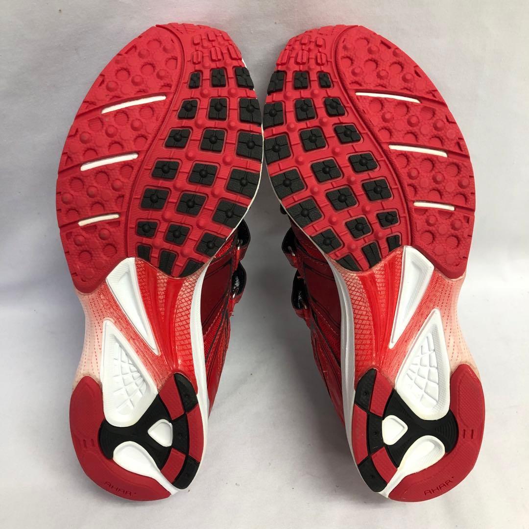 64】asics トレーニング シューズ 赤 3本ベルト 25cm アシックス