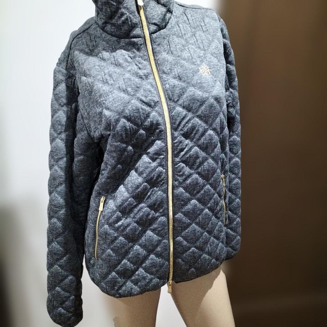 一度使用のみグレー キルティングジャケット レディース