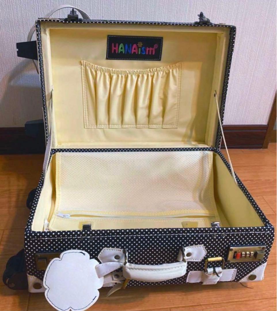 ゴスロリータメイドキャリーバッグ黒白ドットキャリーケース旅行バッグS機内持ち込み