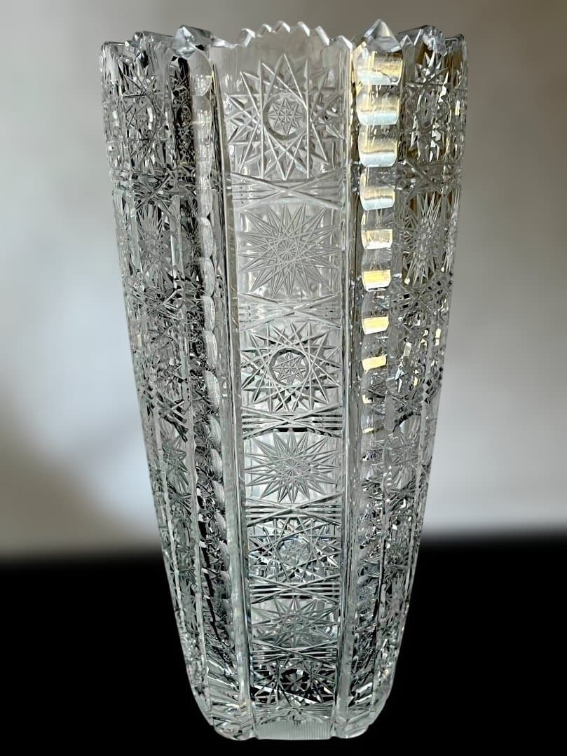 チェコ製 1970年代 ボヘミア ヴィンテージ クリスタル 花器