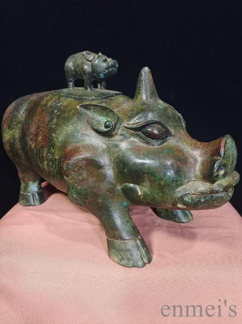 中国古美術【猪尊】西周青銅器 盛酒器 礼器 骨董 純銅製 古美味 時代物 置物