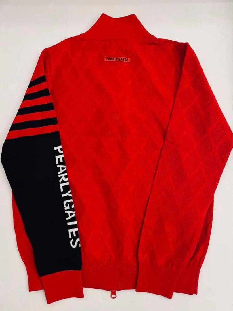 値下げPEARLY GATES 定価37,400 レッド ジップアップセーター
