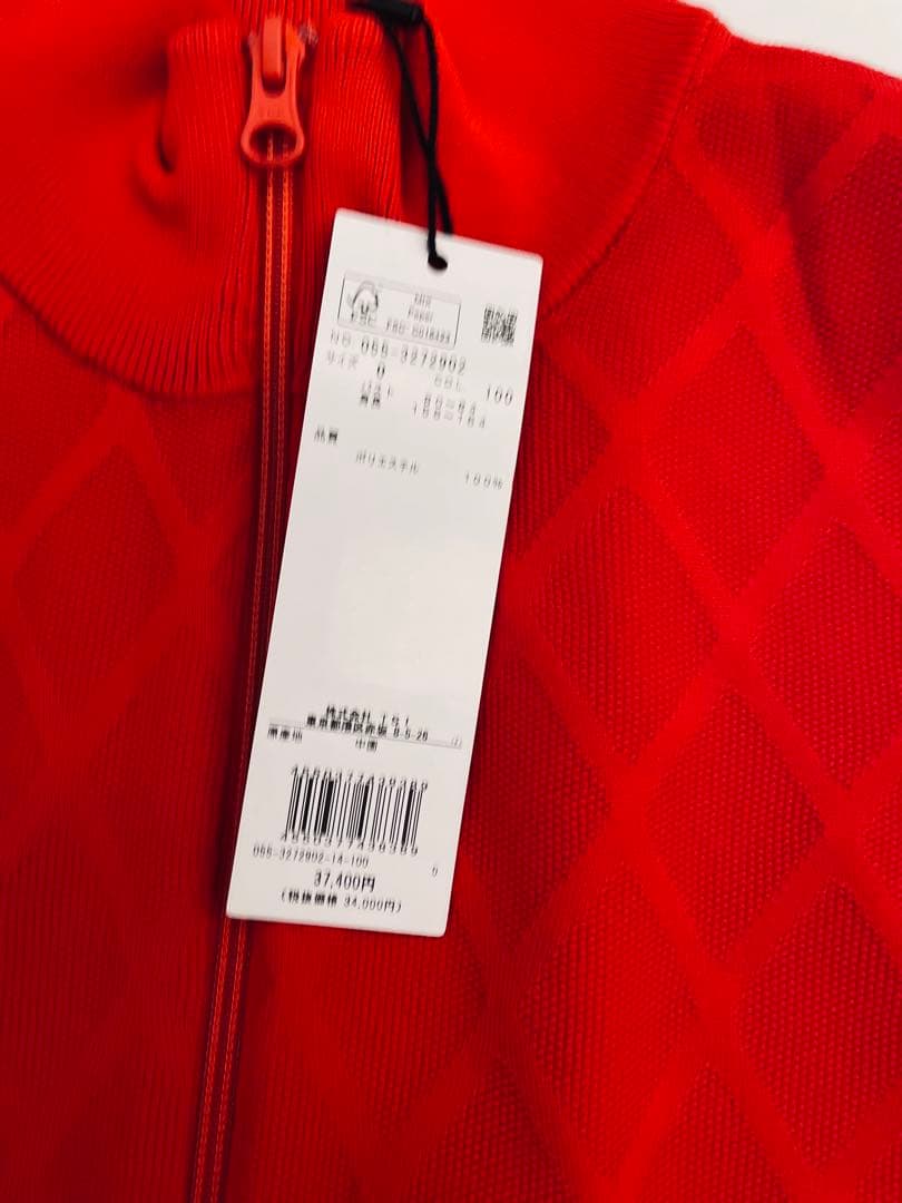 値下げPEARLY GATES 定価37,400 レッド ジップアップセーター
