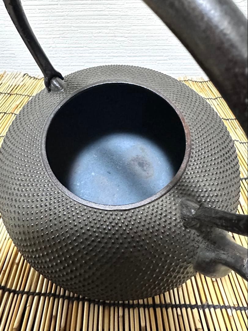 デッドコンディション、付属品付　南部金狐堂　１５型算玉形　南部鉄瓶　南部鉄器