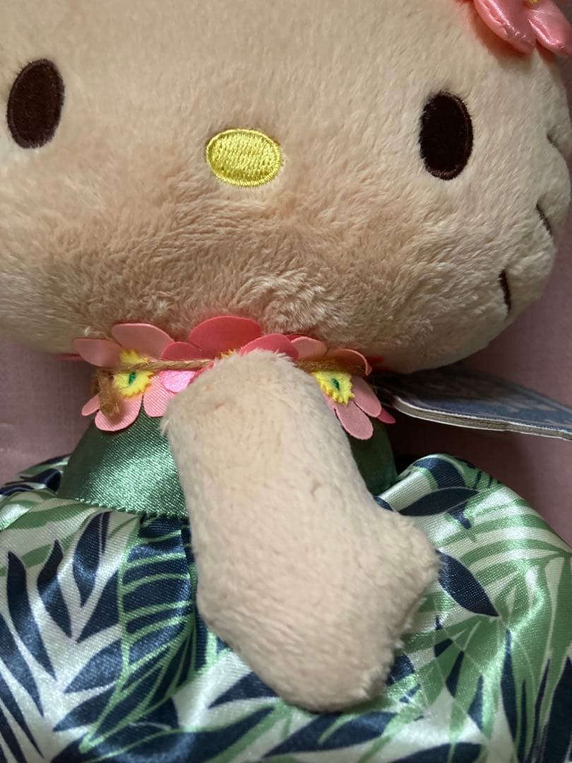 ハローキティ 日焼けハワイアン ぬいぐるみ ハイビスカス モンステラ 未使用