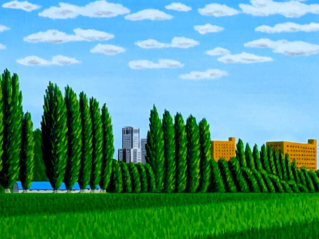 ★北海道大学ポプラ並木・肉筆油彩画・F6キャンバス