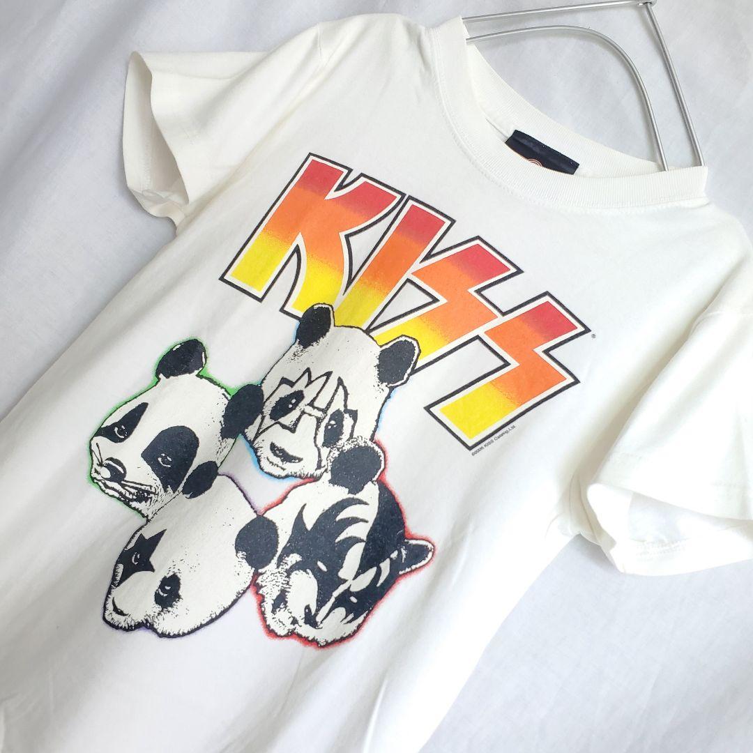 レトロ 当時物 KISS キッス半袖 tシャツ USA製 パンダ 白 バンドT