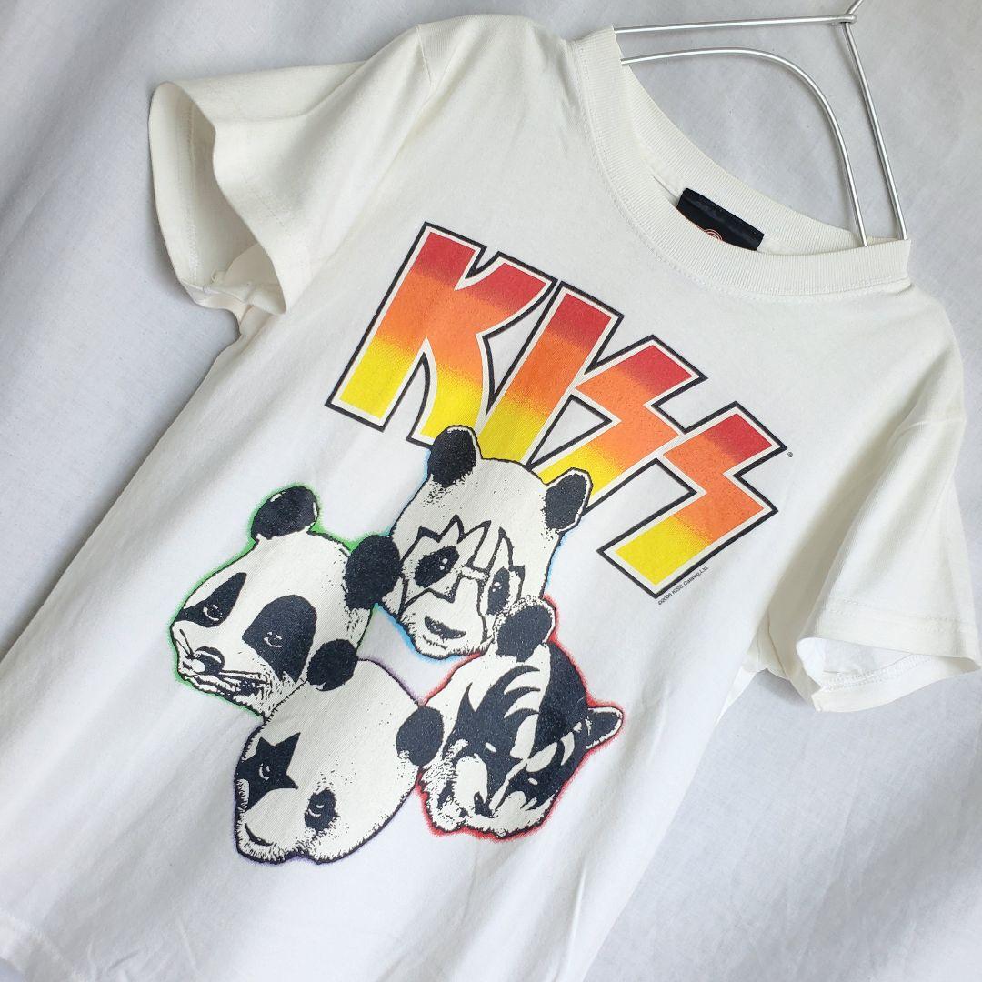 レトロ 当時物 KISS キッス半袖 tシャツ USA製 パンダ 白 バンドT