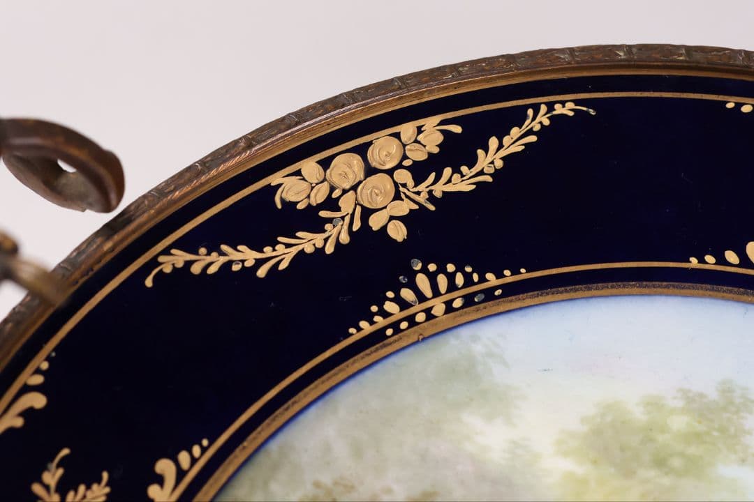 【CM325】セーブル フランス リモージュ コンポティエ 絵皿 人物 陶磁器