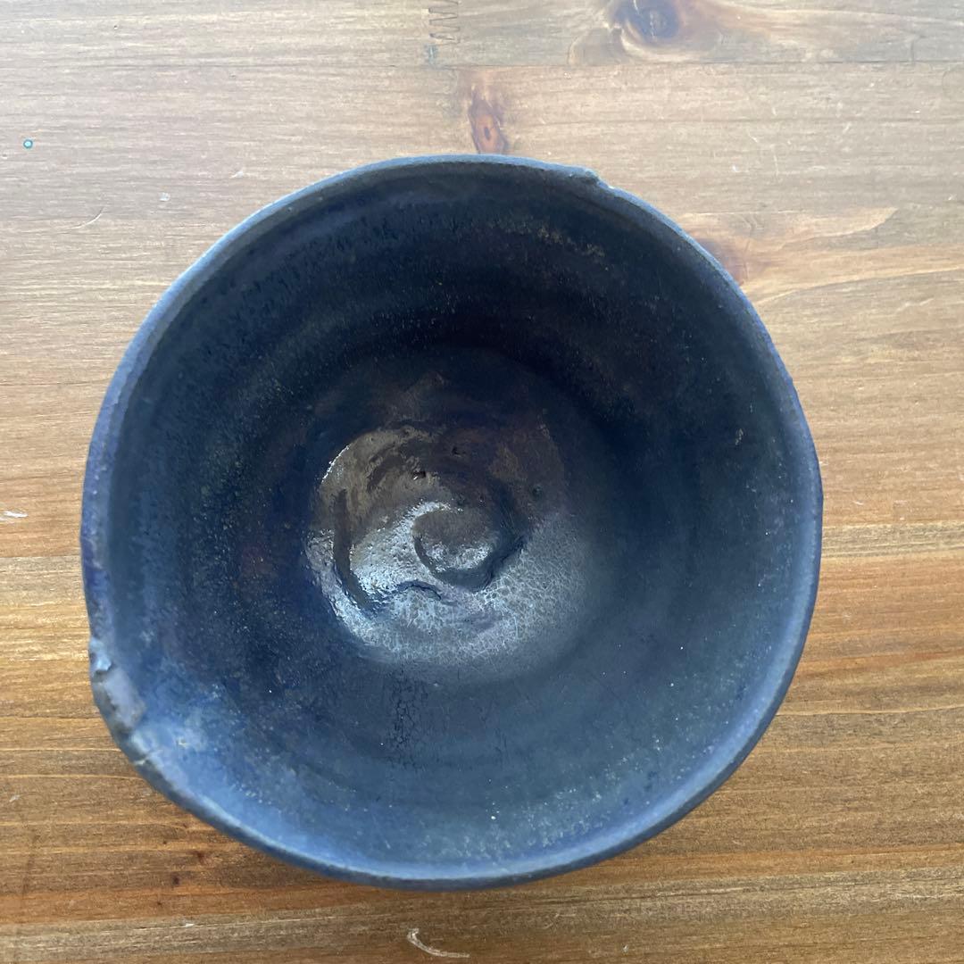 陶器　長春天山　窯変瑠璃茶碗　銘海の原　木箱入り