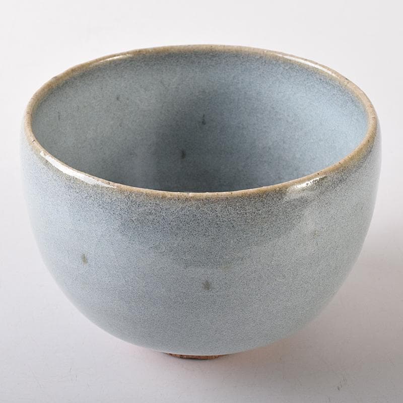 茶道具　木村盛伸作　灰釉立鶴　茶碗　共布共箱　C　R8708