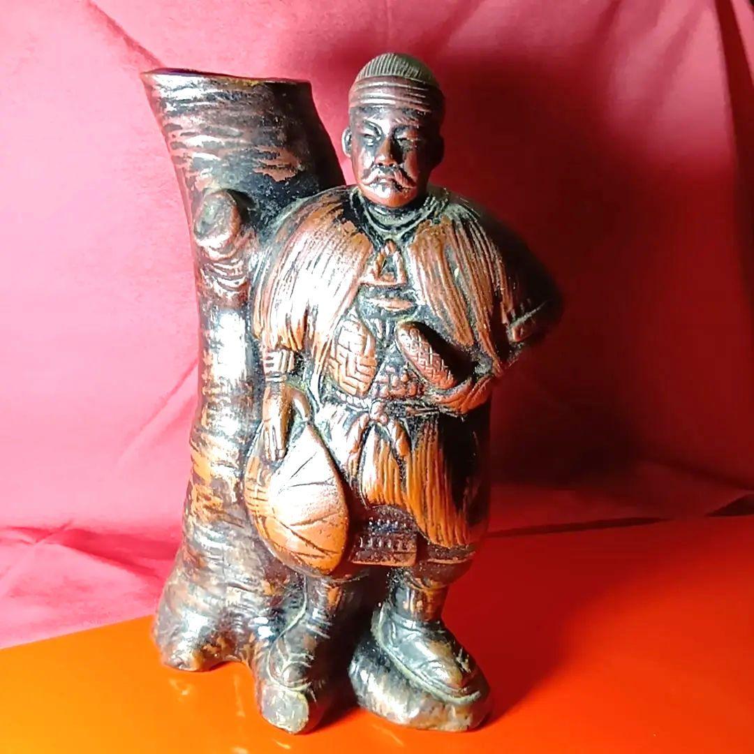 備前焼　骨董　珍品　児島高徳　小島高徳　花入　筆筒　人形