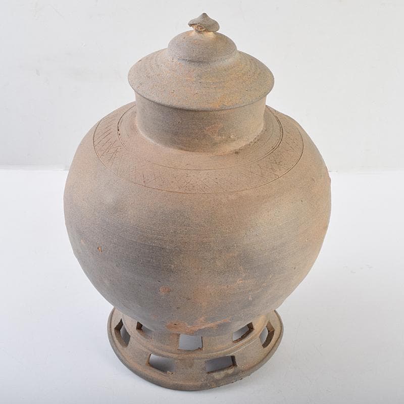 朝鮮美術　須恵器　新羅土器　新羅無細土　壷　時代箱付　M　R9488B