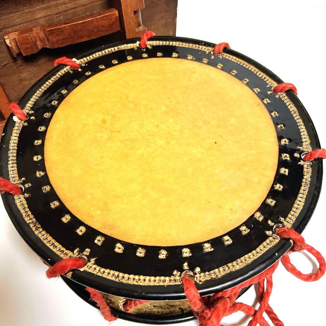 【蔵出し品・希少】 締め太鼓 和太鼓 蒔絵 金彩 直径34.5cm 明治44年