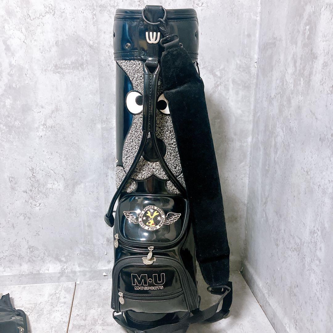 【希少】ミエコウエサコ キャディバッグ エナメル ブラック キャスター付 三点式