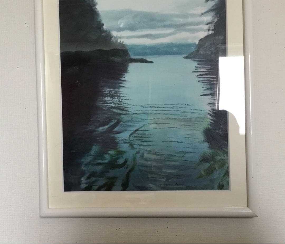 油彩画　「　入り江　」額入
