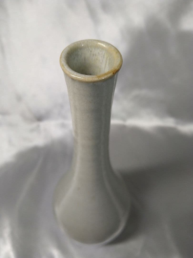 十二代田原陶兵衛 萩焼 深川窯 白磁 鶴首 花入 花器 美品