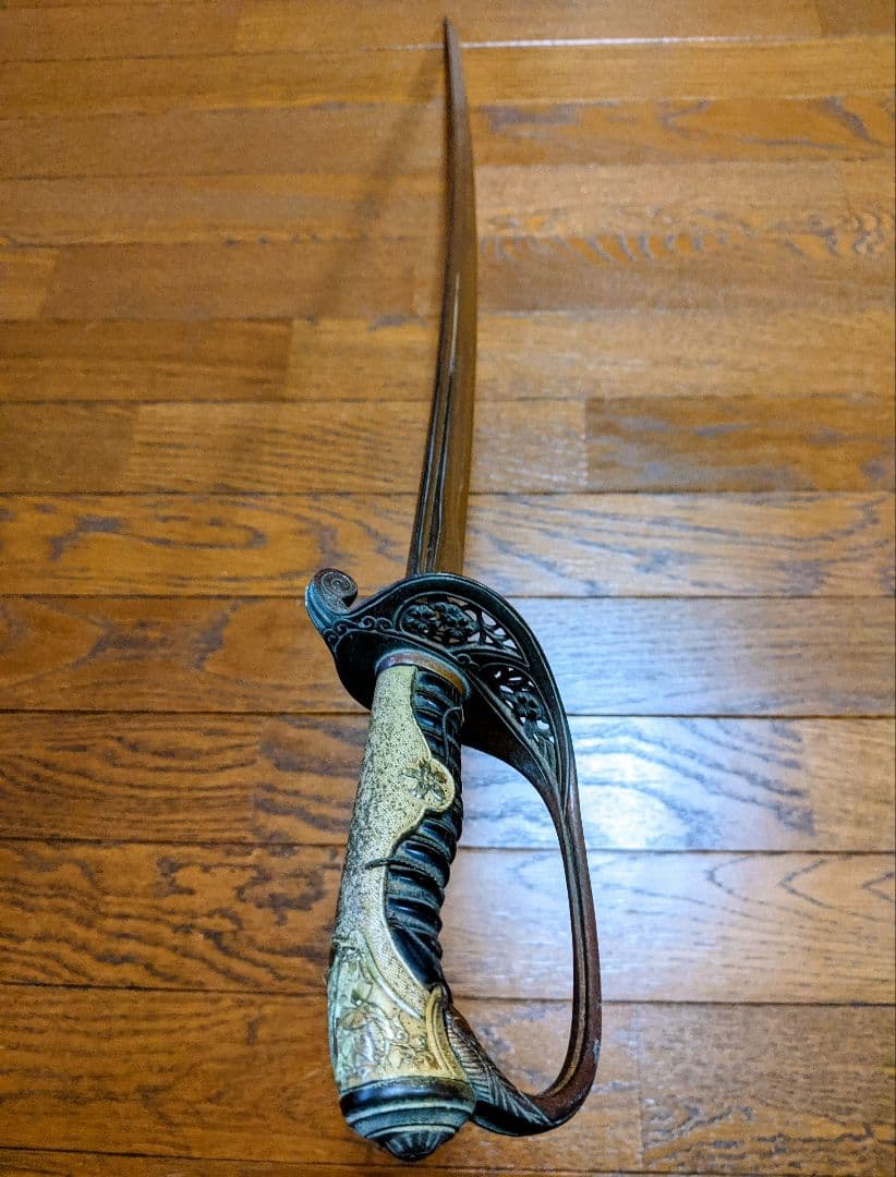 【当時物】旧日本軍 帝国陸軍 軍刀 指揮刀 模造刀 模造刀身 サーベル型95cm